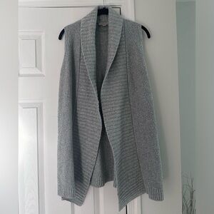 Cowl neck tunic length cardigan/sweater vest